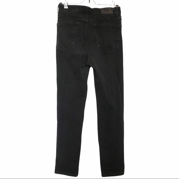 FRANK & OAK HIGH WAISTED WASHED BLACK STEVIE TAPERED JEANS - 27 - Picture 2 of 10
